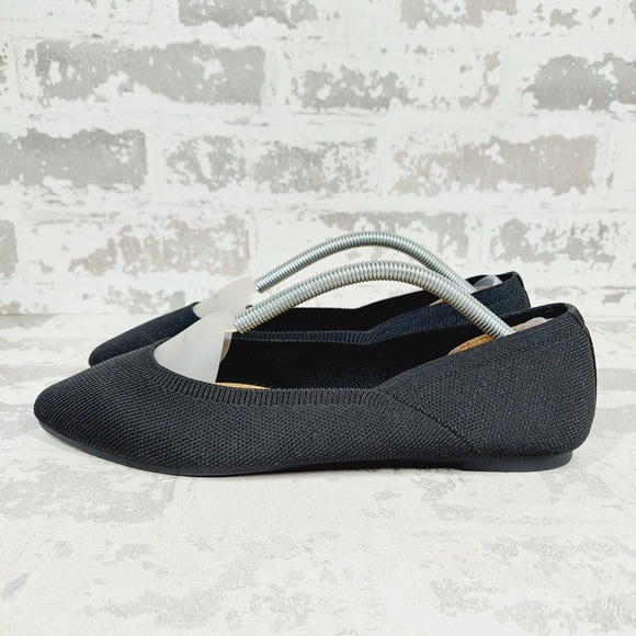 NEW Rothy's The Flat Black Knit Pointy Toe Slip On Loafers A270